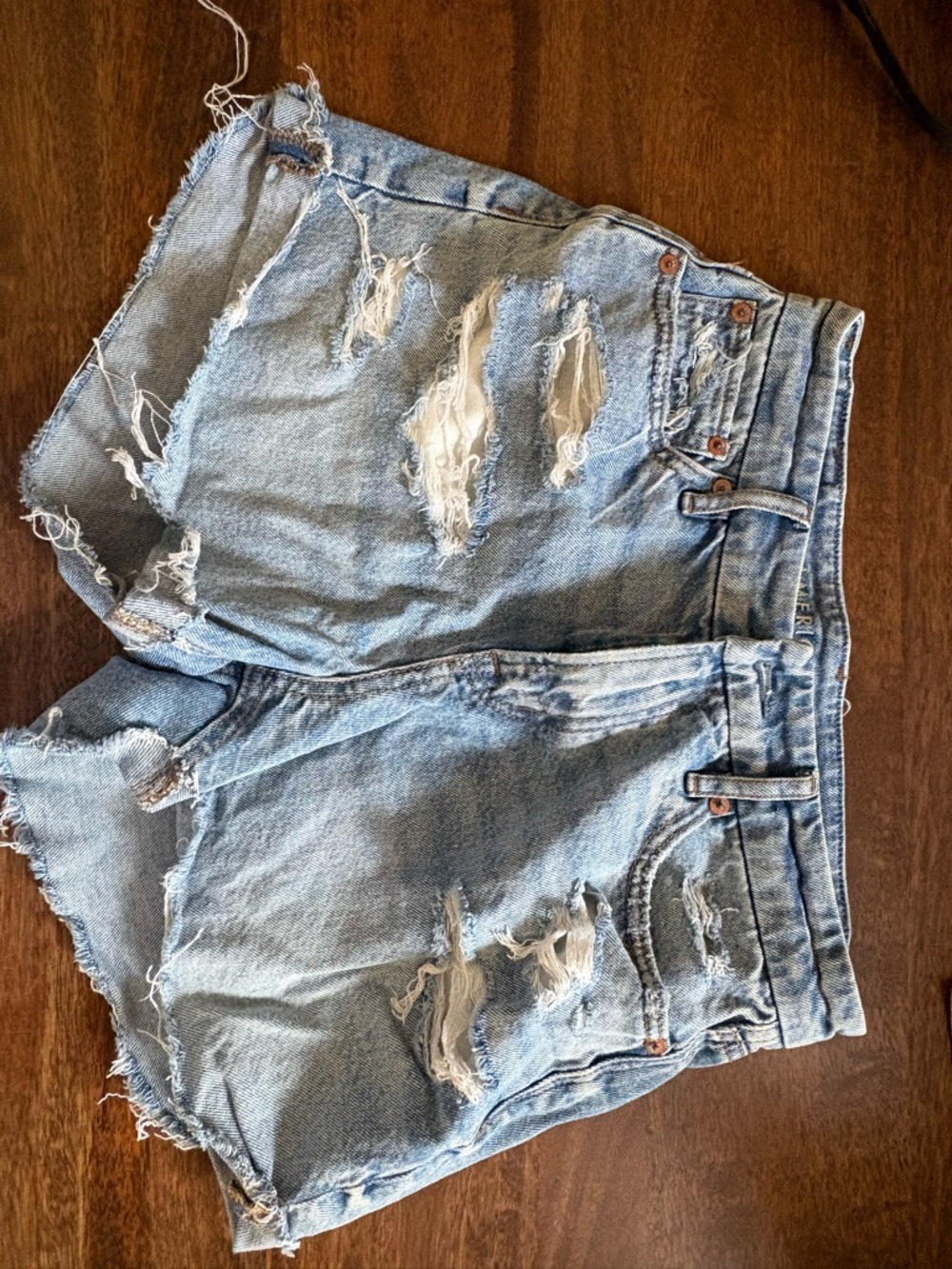 American Eagle Outfitters Light Blue Distressed Denim Shorts